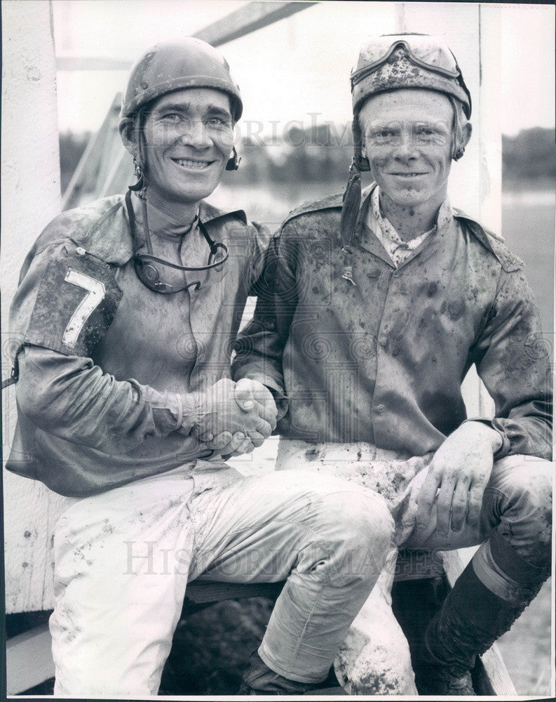 1961 Brush, Colorado Memorial Park Jockeys Godair &amp; Finch Press Photo - Historic Images