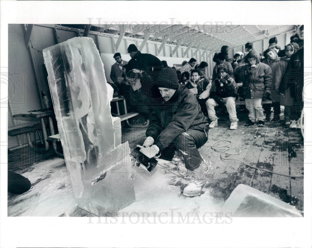 1994 Chicago, Illinois Sheraton Hotel Ice Sculptor Alan Kaufman Press Photo - Historic Images