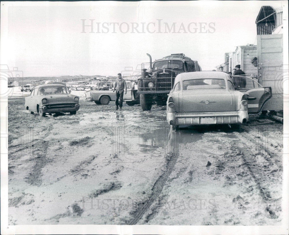 1958 Aneth, Utah Oil Field Camps in Mud Press Photo - Historic Images