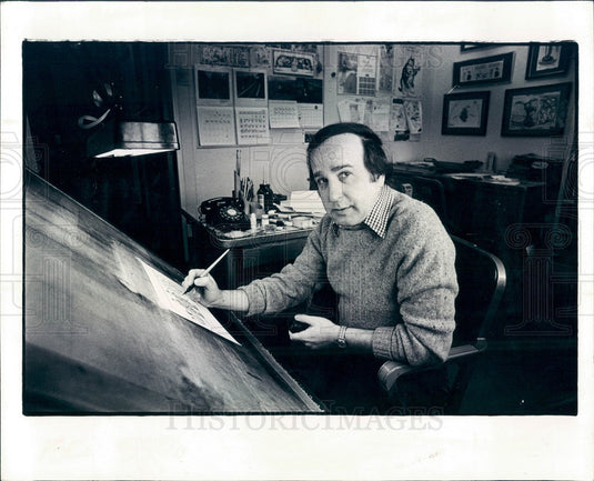 1981 Detroit News Editorial Cartoonist Larry Wright Press Photo - Historic Images