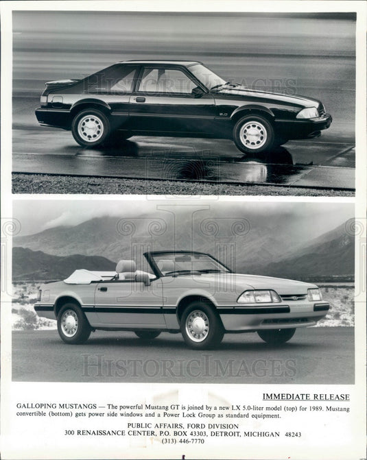 1988 Ford Mustang GT Convertible & Sedan Press Photo - Historic Images