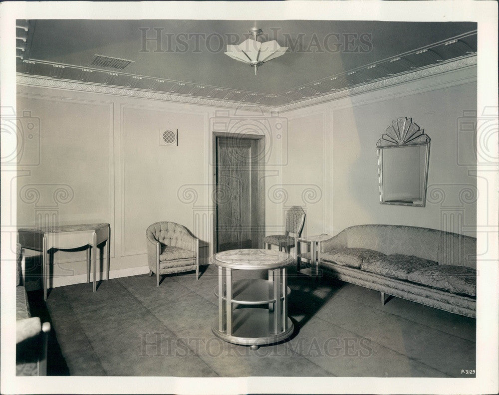 1929 Chicago, Illinois Civic Opera House Men&#39;s Lounge Press Photo - Historic Images