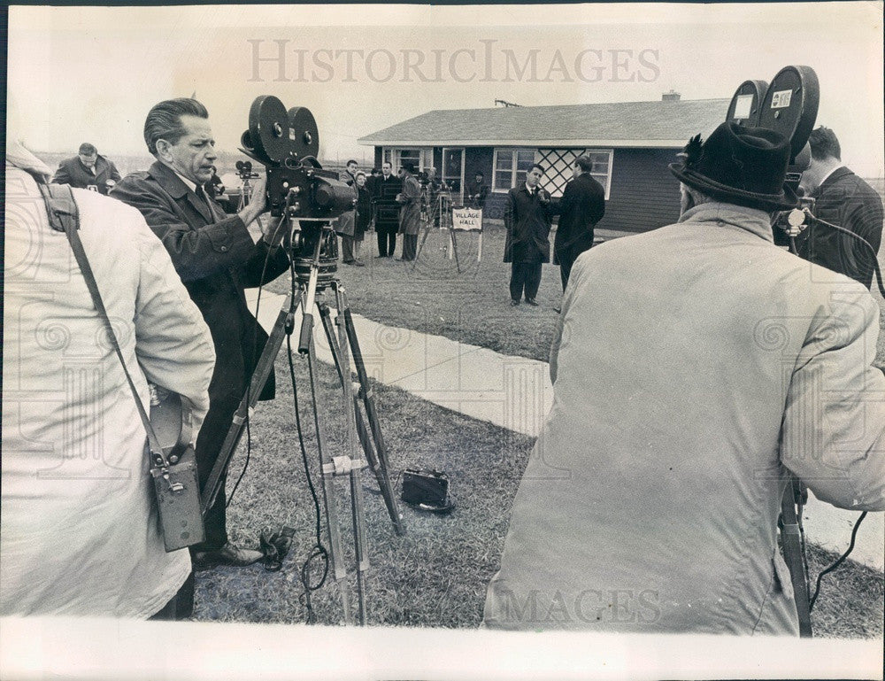 1966 Weston, IL Village Hall, Press Corps Covering Atom Smasher Press Photo - Historic Images