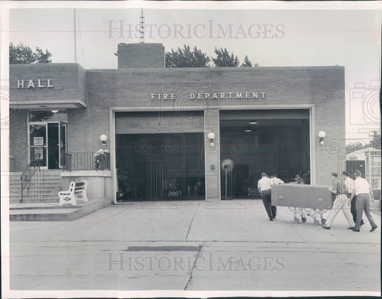 1961 Westmont, Illinois Fire Station Being Used as Morgue Press Photo - Historic Images