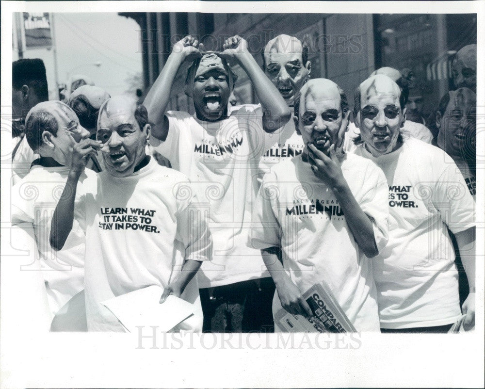 1992 Chicago, IL Lawrence Hall Youth Services in Gorbachev Masks Press Photo - Historic Images