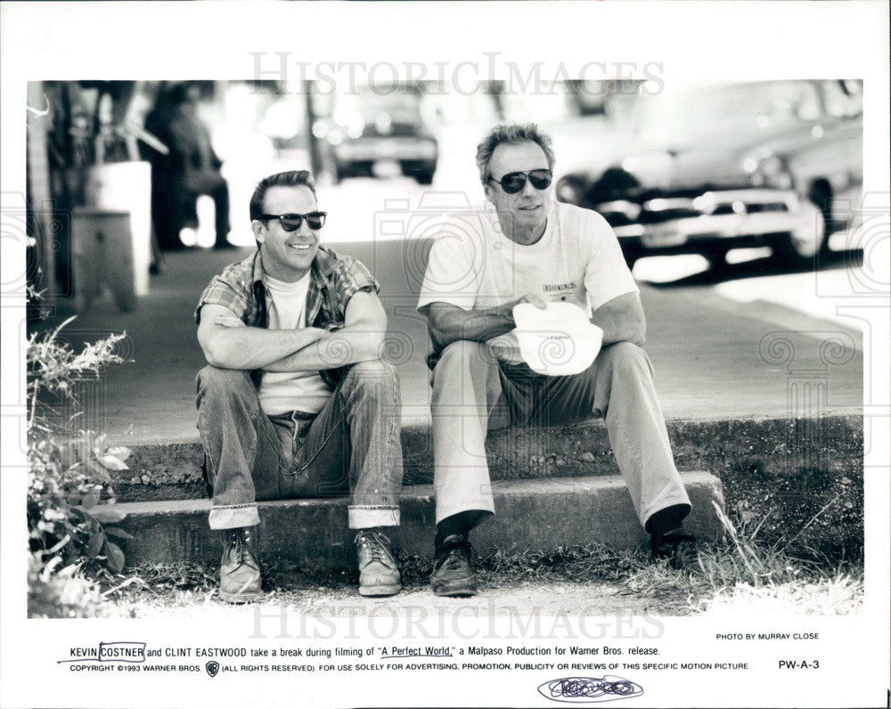 1993 Hollywood Actors &amp; Movie Stars Kevin Costner &amp; Clint Eastwood Press Photo - Historic Images