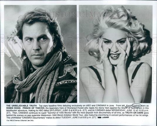 Undated Hollywood Actor & Movie Star Kevin Costner & Madonna Press Photo - Historic Images