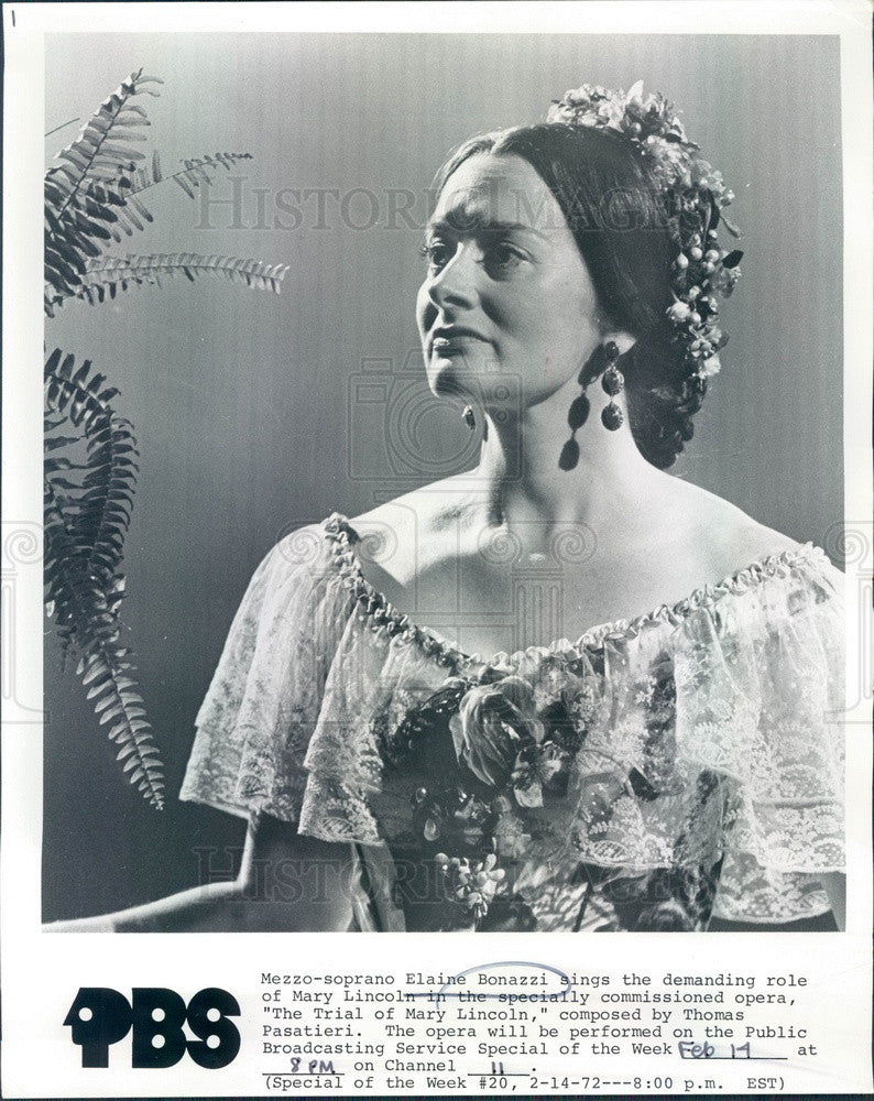 1972 Opera Mezzo-Soprano Elaine Bonazzi Press Photo - Historic Images