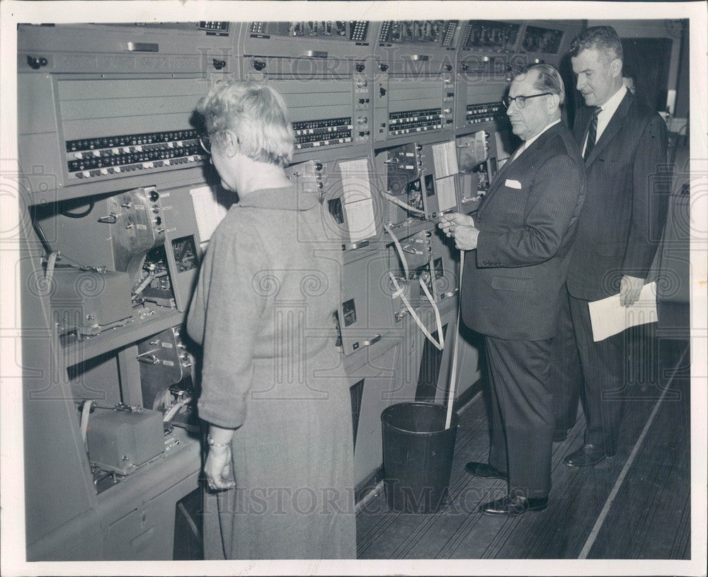 1958 Chicago IL Sears Roebuck Communications Center Telegraph System Press Photo - Historic Images
