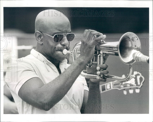1987 Detroit, Michigan Jazz Musician Ron Jackson on the Flugelhorn Press Photo - Historic Images