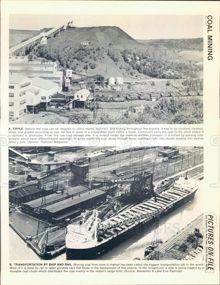 1967 Coal Mining, Stockpile at Tipple Plant, Transportation Press Photo - Historic Images