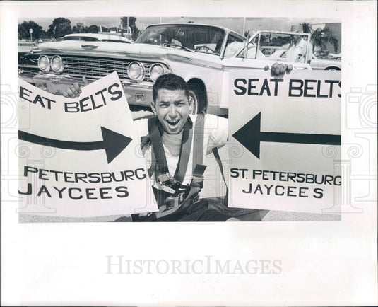 1964 St. Petersburg, Florida Jaycees Seat Belt Drive, Joe Ademy Press Photo - Historic Images