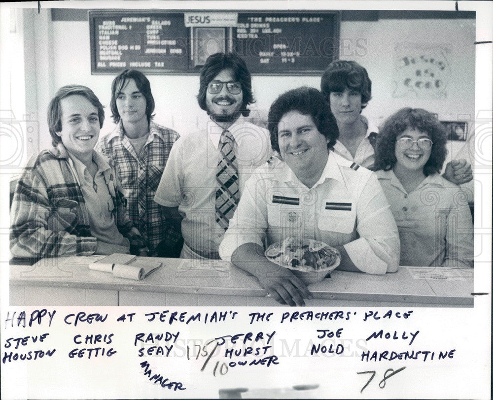 1979 St. Petersburg, FL Jeremiah&#39;s, The Preachers Place Restaurant Press Photo - Historic Images