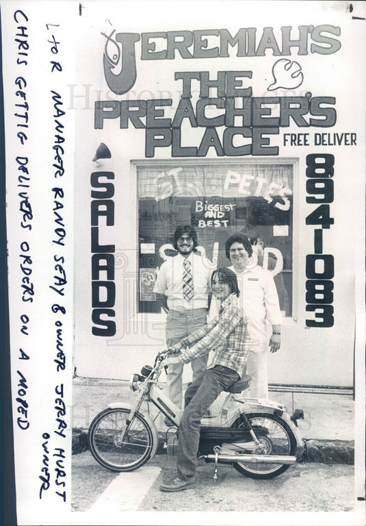 1979 St. Petersburg, FL Jeremiah's, The Preachers Place Restaurant Press Photo - Historic Images