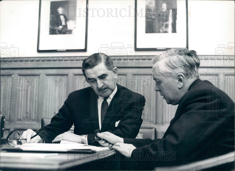 1963 London Labour Party Leader Harold Wilson &amp; Chief Whip Press Photo - Historic Images