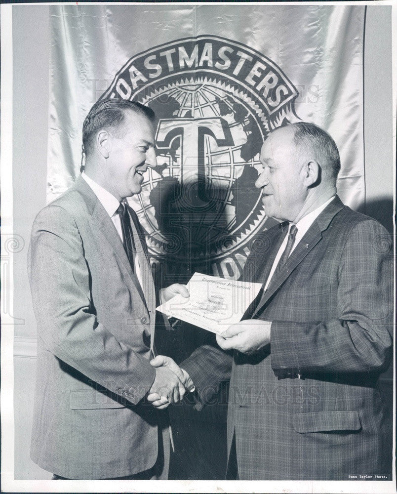 1968 Toastmasters Intl Pres Alex Smekta & Denver, CO District Gov Press Photo - Historic Images