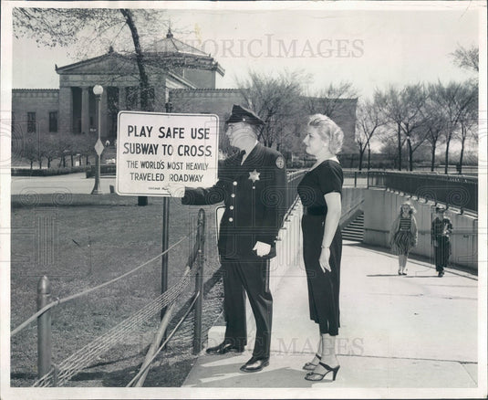 1955 Chicago Park District Sign Between History Museum & Aquarium Press Photo - Historic Images