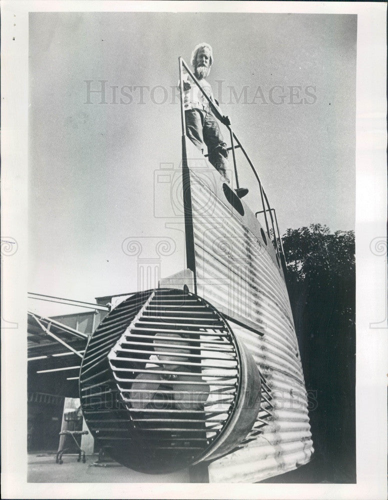 1972 Costa Mesa, CA Homemade Submarine with Sails Press Photo - Historic Images