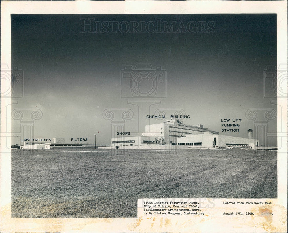 1948 Chicago, Illinois South District Water Filtration Plant Press Photo - Historic Images