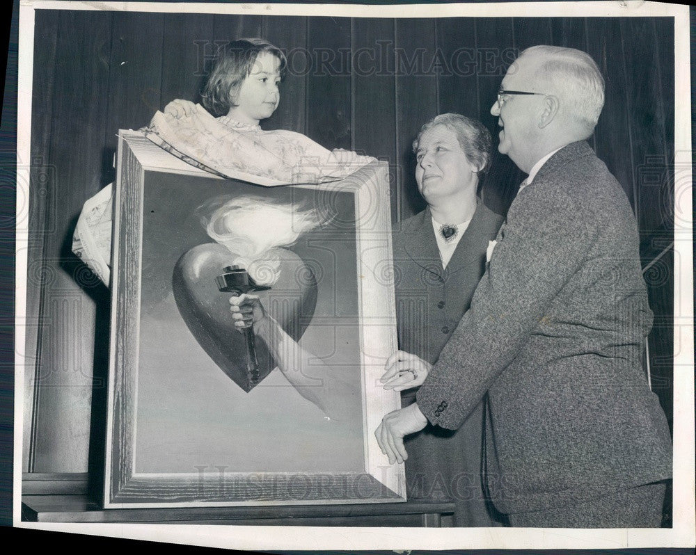 1955 Chicago, Illinois 1955 Heart Fund Poster Original Oil Painting Press Photo - Historic Images