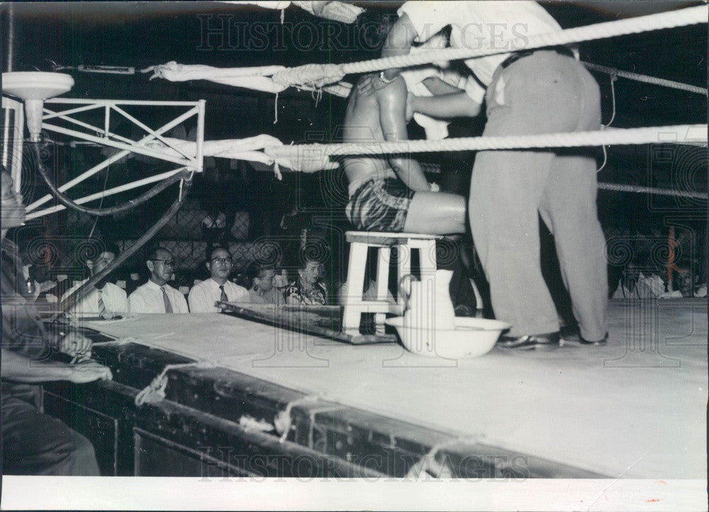 1956 Thailand Boxers, Dreary Hurricane Press Photo - Historic Images