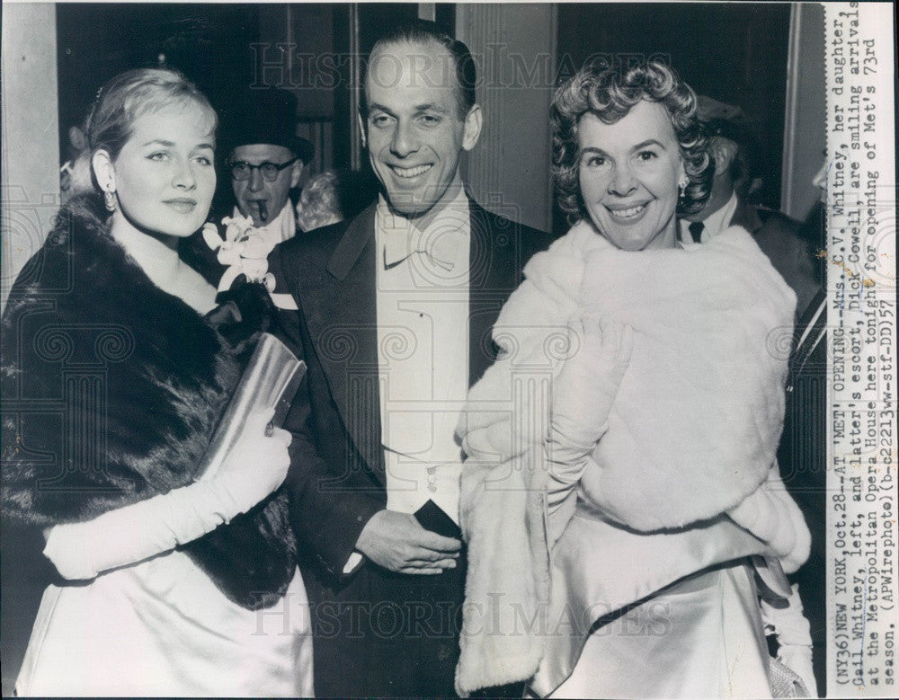 1957 Mrs. Cornelius Vanderbilt Whitney, Daughter Gail, Dick Cowell Press Photo - Historic Images