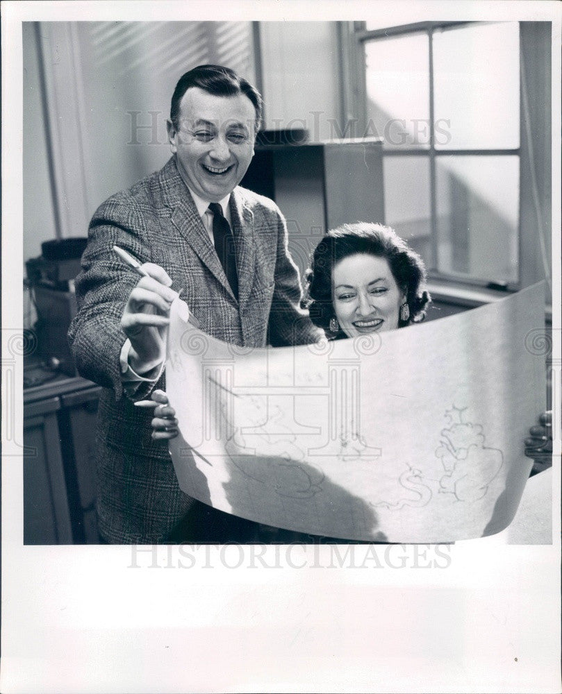 1967 Detroit, Michigan Weathercaster Sonny Eliot &amp; Edith Corbett Press Photo - Historic Images