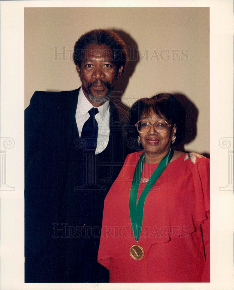 1990 Oscar Winning Actor Morgan Freeman &amp; Lorna Anderson Press Photo - Historic Images
