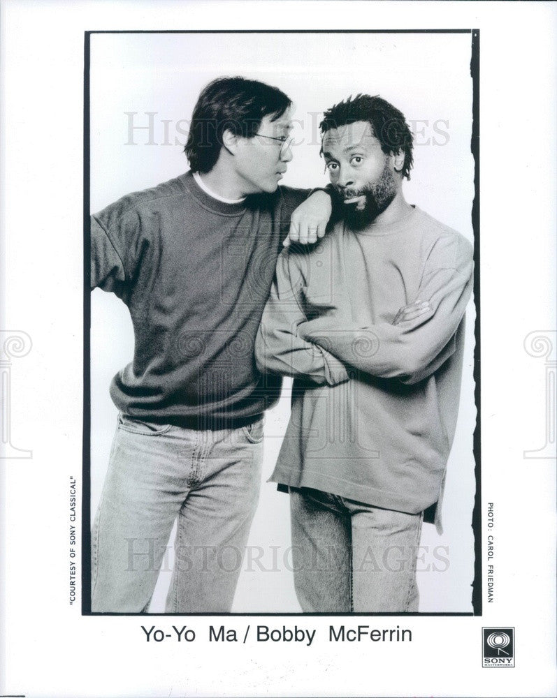 1992 Musicians Cellist Yo-Yo Ma & Vocalist Bobby McFerrin Press Photo - Historic Images