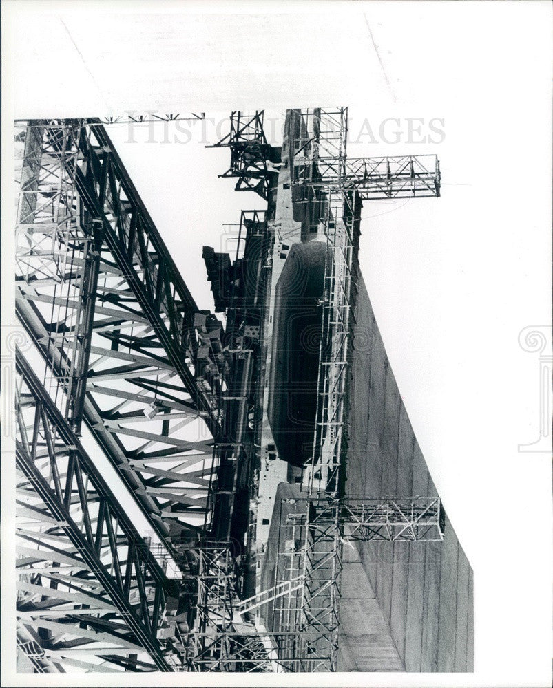 1982 Detroit, Michigan Zilwaukee Bridge & Hwy I-75 Construction Press Photo - Historic Images