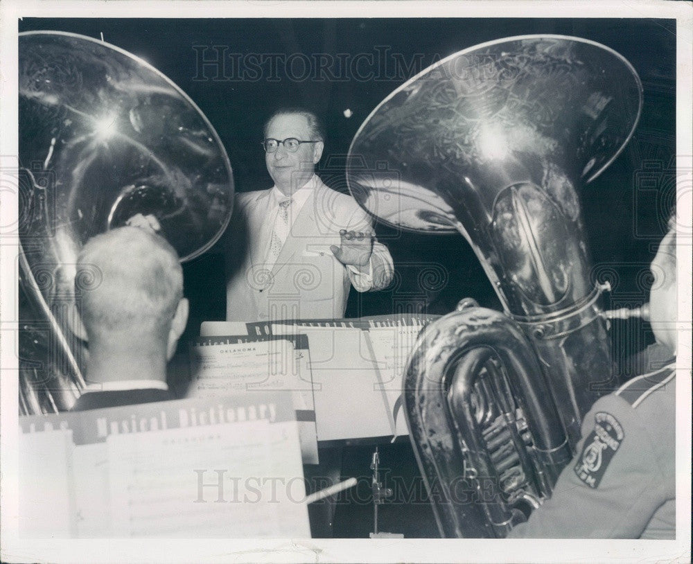 1956 Detroit, MI Conductor Herschel Leib, Neighborhood Parks Band Press Photo - Historic Images