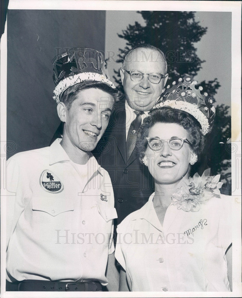 1958 Detroit, Michigan Mayor Miriani & Bowling King & Queen Press Photo - Historic Images