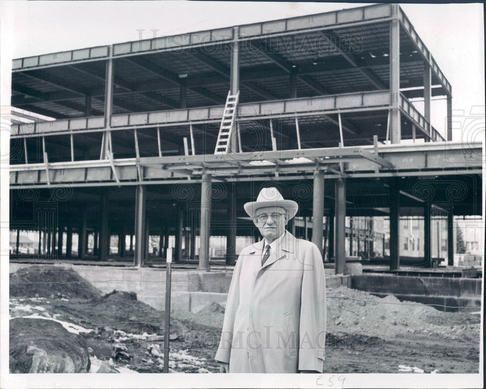 1957 University of Wyoming President Duke Humphrey &amp; New Library Press Photo - Historic Images