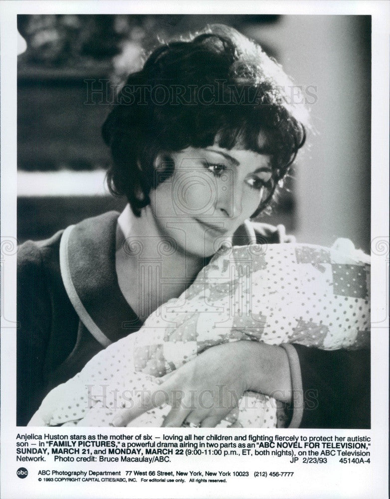 1993 American Hollywood Actress Anjelica Huston Press Photo - Historic Images
