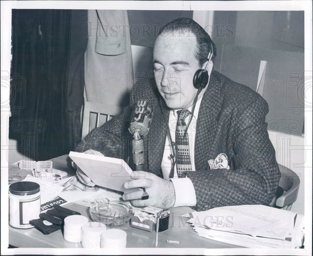 1955 Detroit, Michigan WWJ Emcee Ross Mulholland Press Photo - Historic Images