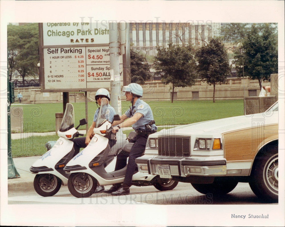 1990 Chicago, Illinois Motorcycle Policemen on Michigan Ave Press Photo - Historic Images