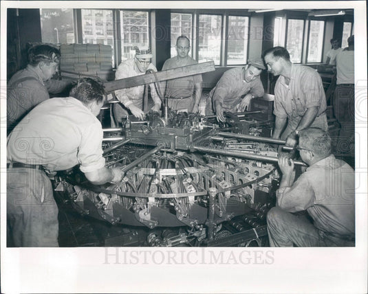 Undated Chicago, IL Sun-Times Sheridan Stuffing Machine Installed Press Photo - Historic Images