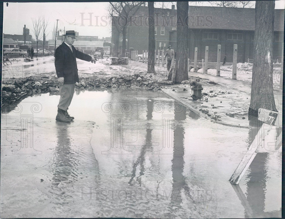 1958 Chicago, Illinois Flooding From Water Main Break, N Sedgwick Press Photo - Historic Images