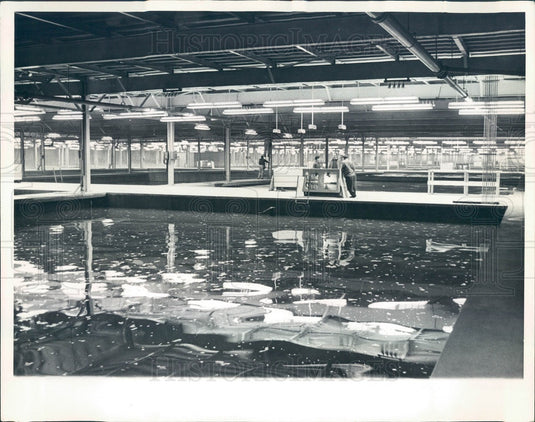 1964 Chicago, IL North Side Water Filtration Plant, Settling Basins Press Photo - Historic Images