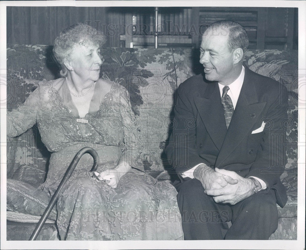 1952 Detroit, Michigan Society, Mrs Fred T Murphy &amp; Fred Alger Jr Press Photo - Historic Images
