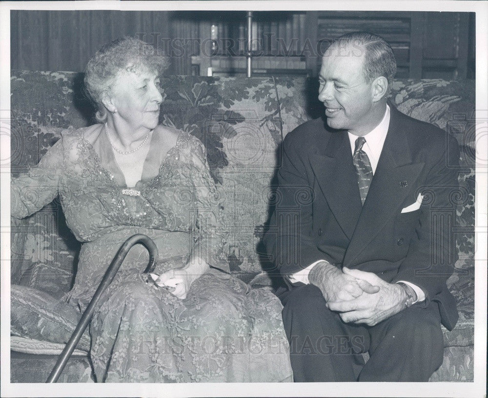 1952 Detroit, Michigan Society, Mrs Fred T Murphy & Fred Alger Jr Press Photo - Historic Images