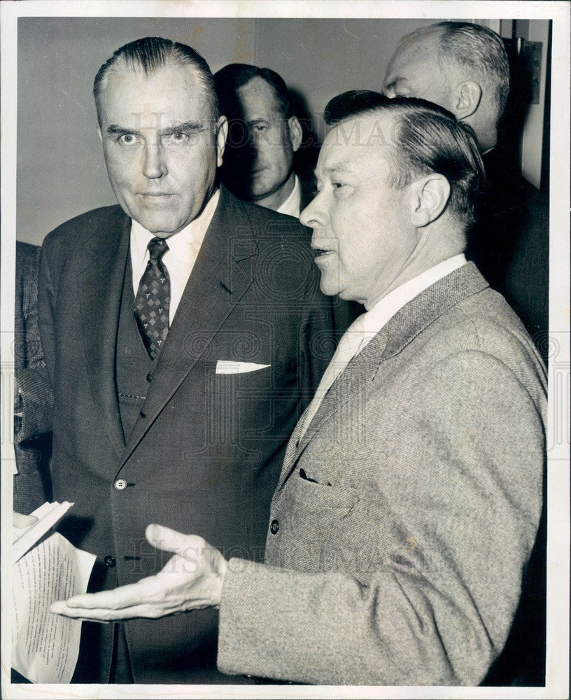 1958 Detroit, MI Chrysler President LL Colbert &amp; UAW Leader Reuther Press Photo - Historic Images
