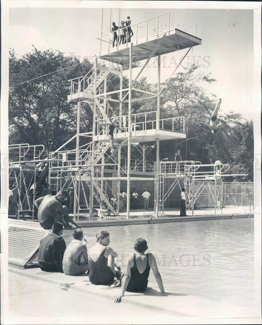 1959 Chicago, IL Pan American Games Diving Practice Press Photo - Historic Images