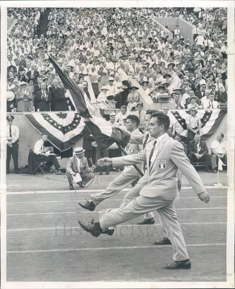 1959 Chicago, IL Pan American Games, Peru Team at Opening Ceremonies Press Photo - Historic Images