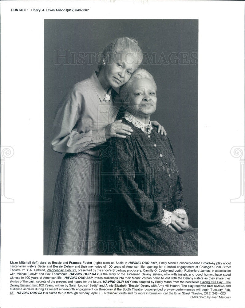 1996 Hollywood Actresses Lizan Mitchell &amp; Frances Foster Press Photo - Historic Images