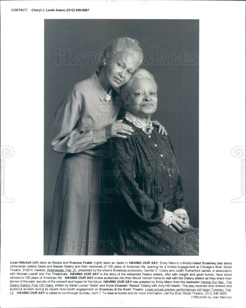 1996 Hollywood Actresses Lizan Mitchell & Frances Foster Press Photo - Historic Images
