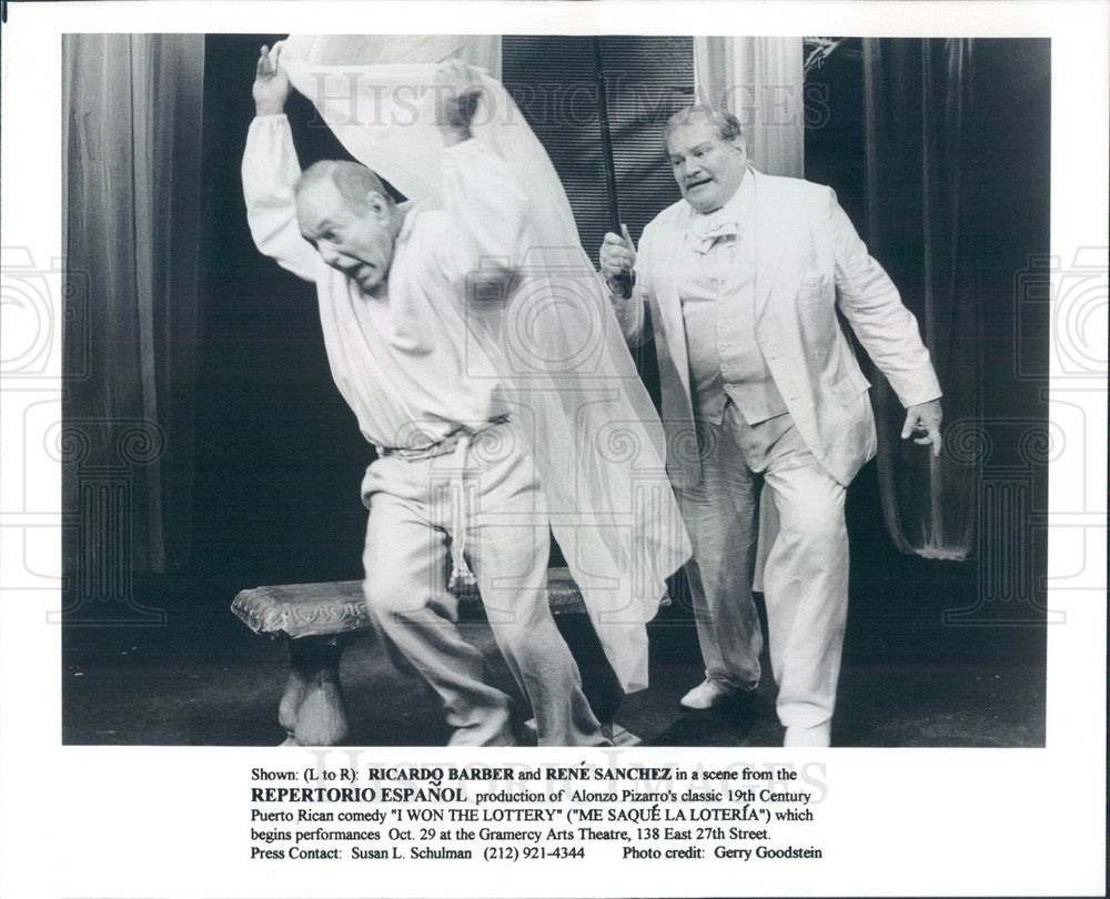 1991 Actors Ricardo Barber &amp; Rene Sanchez in I Won The Lottery Press Photo - Historic Images