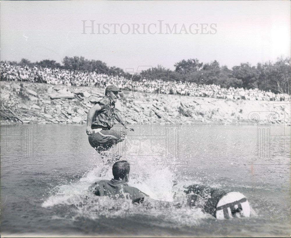 1953 Log Rolling, James Running &amp; Robert Bigeau Press Photo - Historic Images