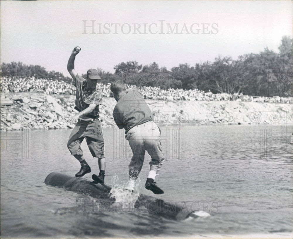 1953 Log Rolling, James Running & Robert Bigeau Press Photo - Historic Images