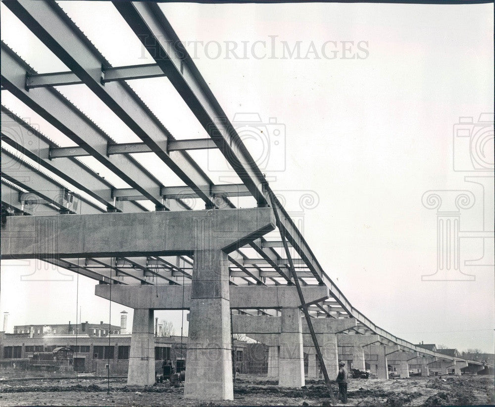 1961 Chicago, IL South Damen Ave Viaduct Construction Press Photo - Historic Images